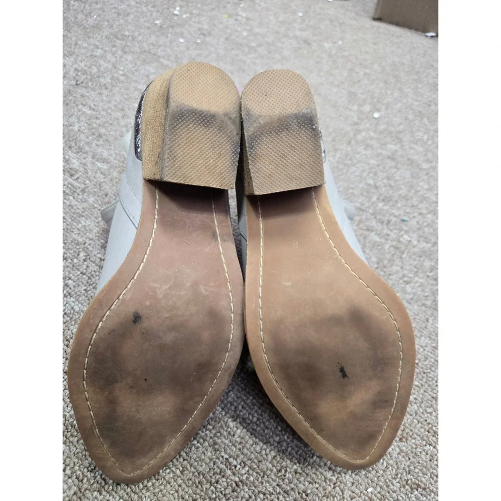 Jeffrey Campbell Taupe Leather Western Ankle Boots Metal Tip Size 8 FLAWS Rodeo